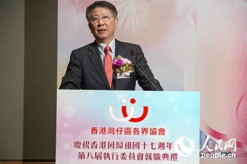 中联办港岛工作部部长吴仰伟致辞(摄影:苏粤)