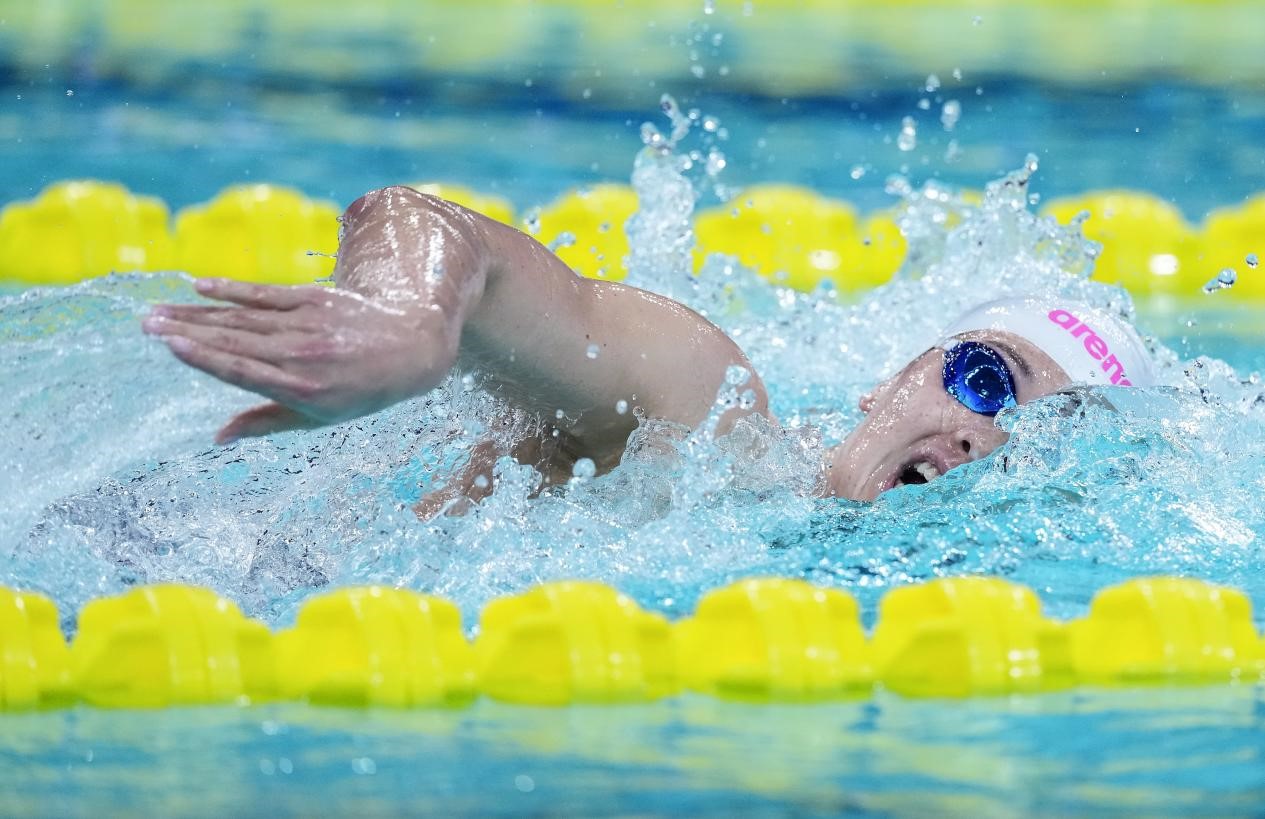 图2.何诗蓓赢得香港史上首面全运游泳金牌。主办方供图