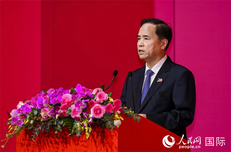 全国政协港澳台侨委员会主任刘赐贵致辞。主办方供图